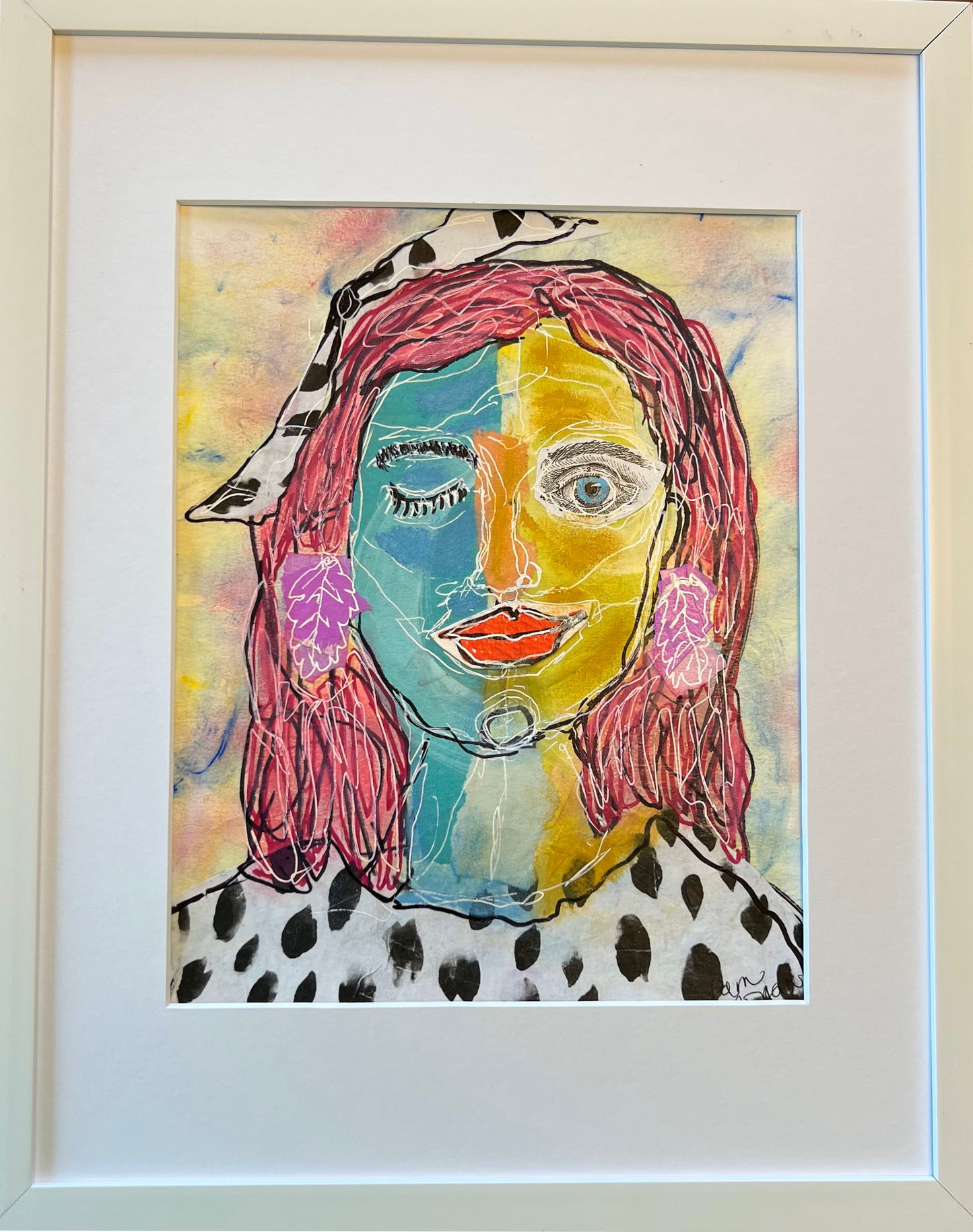 I've Got This Original Abstract Face Mixed Media Painting