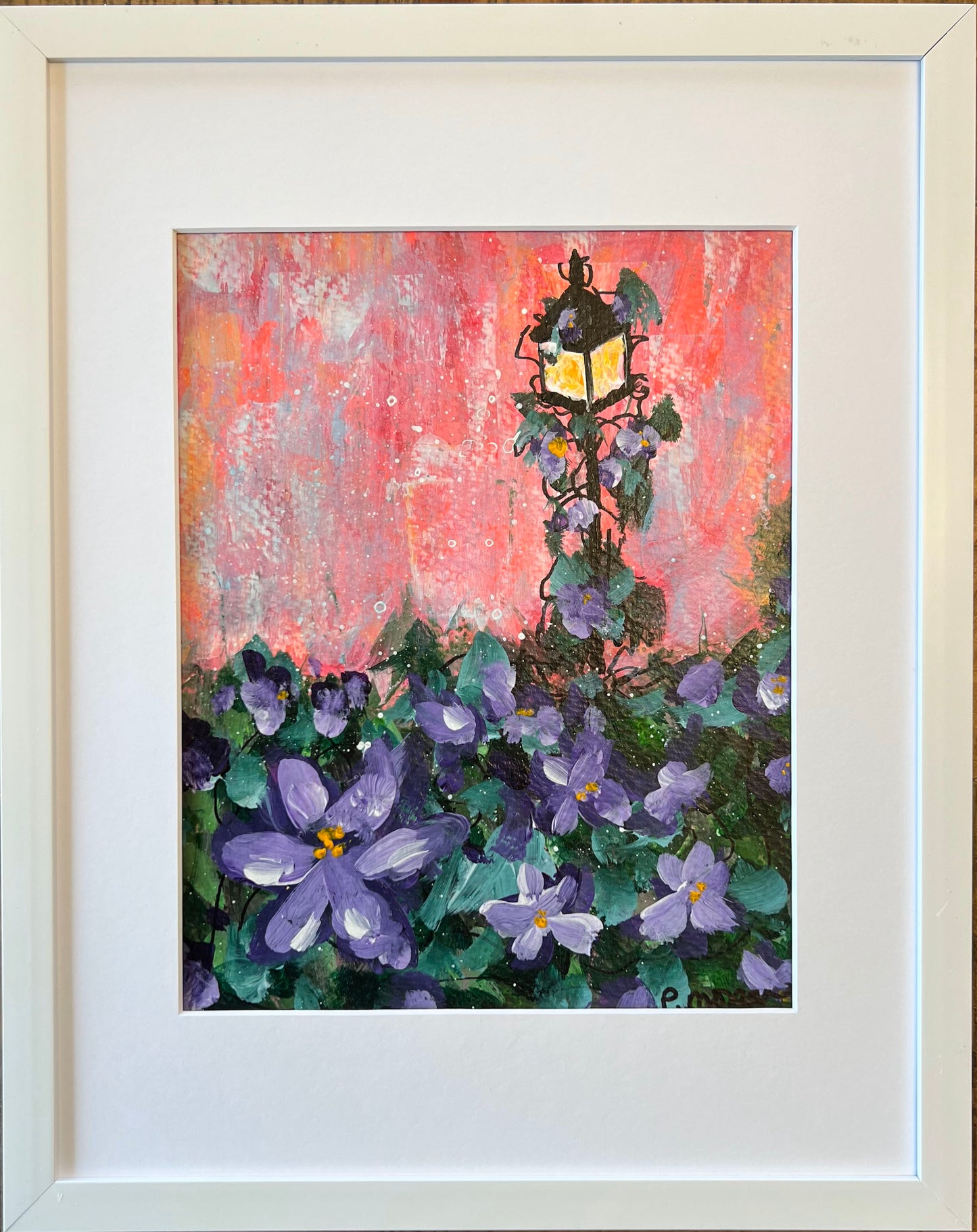 A Sunset Stroll Original Mixed Media Floral Painting