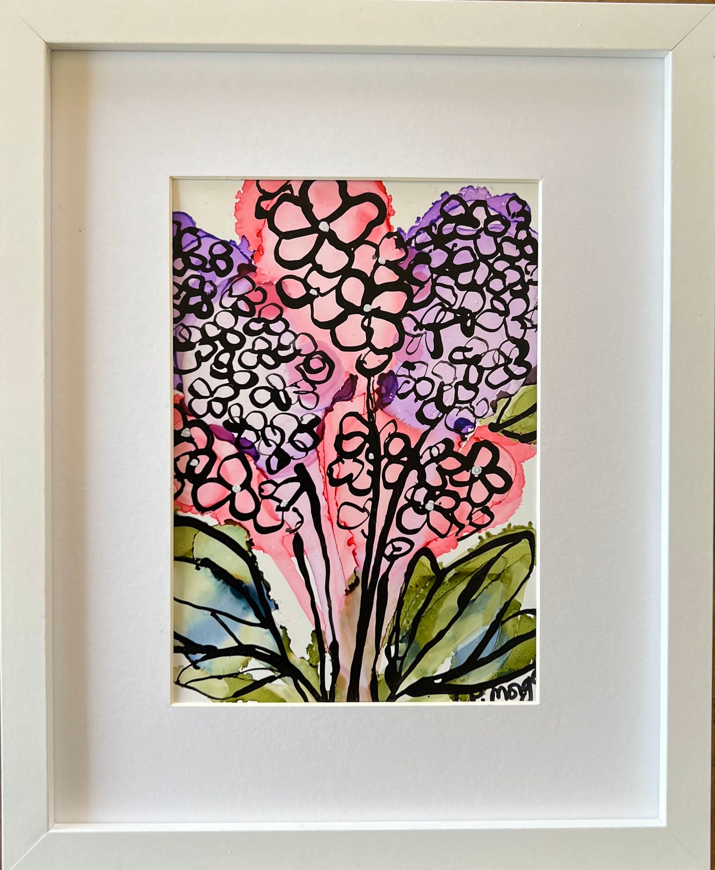 Hydrangea Explosion Original Alcohol Ink Floral Painting