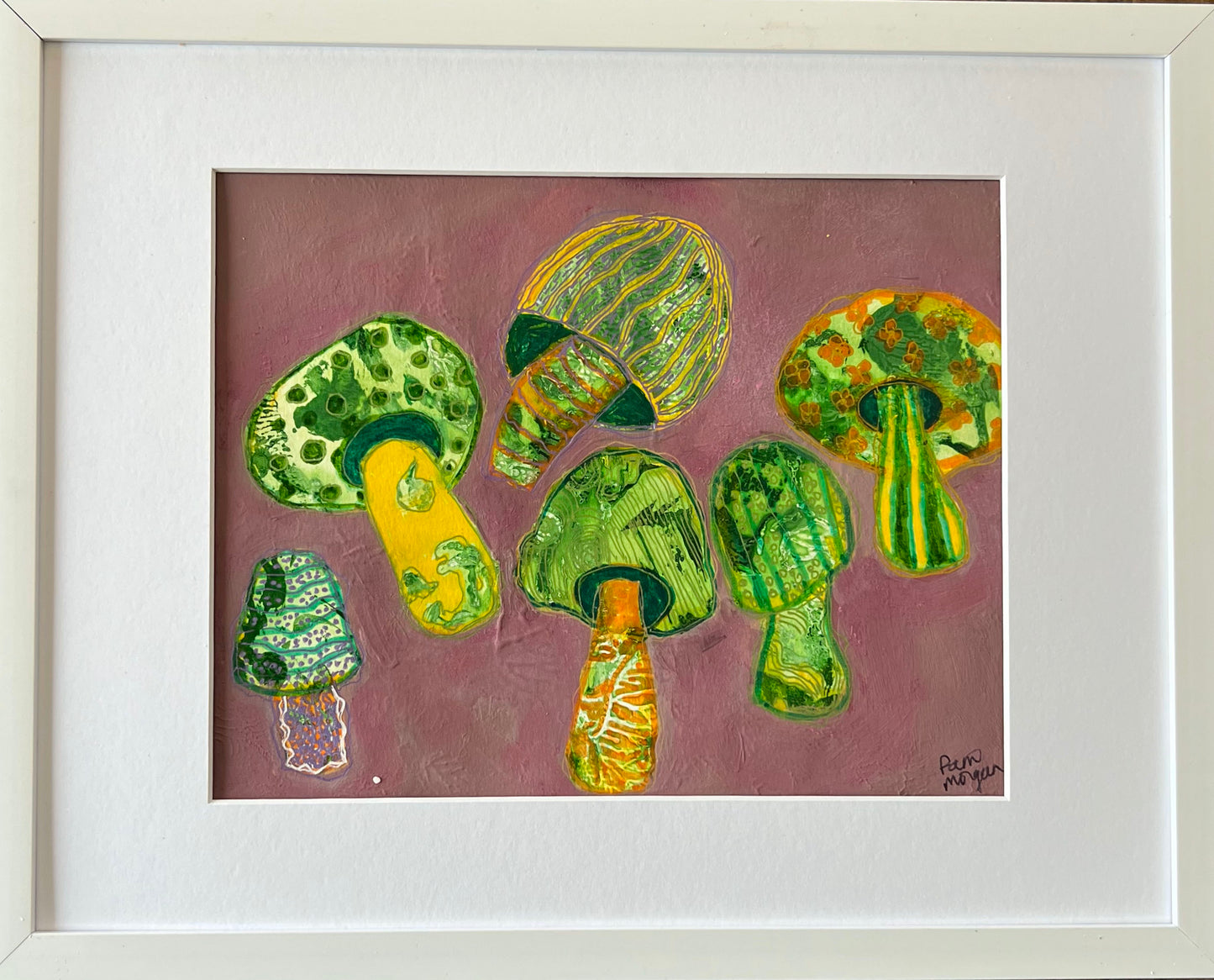 Mod Mushrooms Original Floral Painting