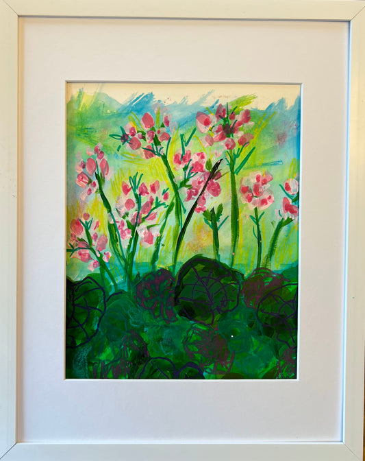Moving From Dark Into Light Original Mixed Media Floral Painting