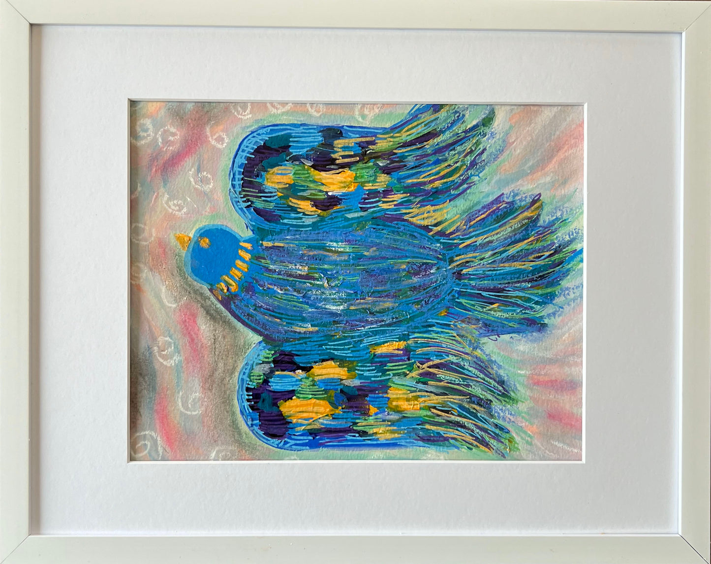 Towards A Dream Blue Bird Original Animal Painting