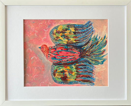 Towards A Dream Pink Bird Original Animal Painting
