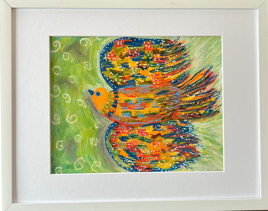 Towards A Dream Yellow Bird Original Animal Painting