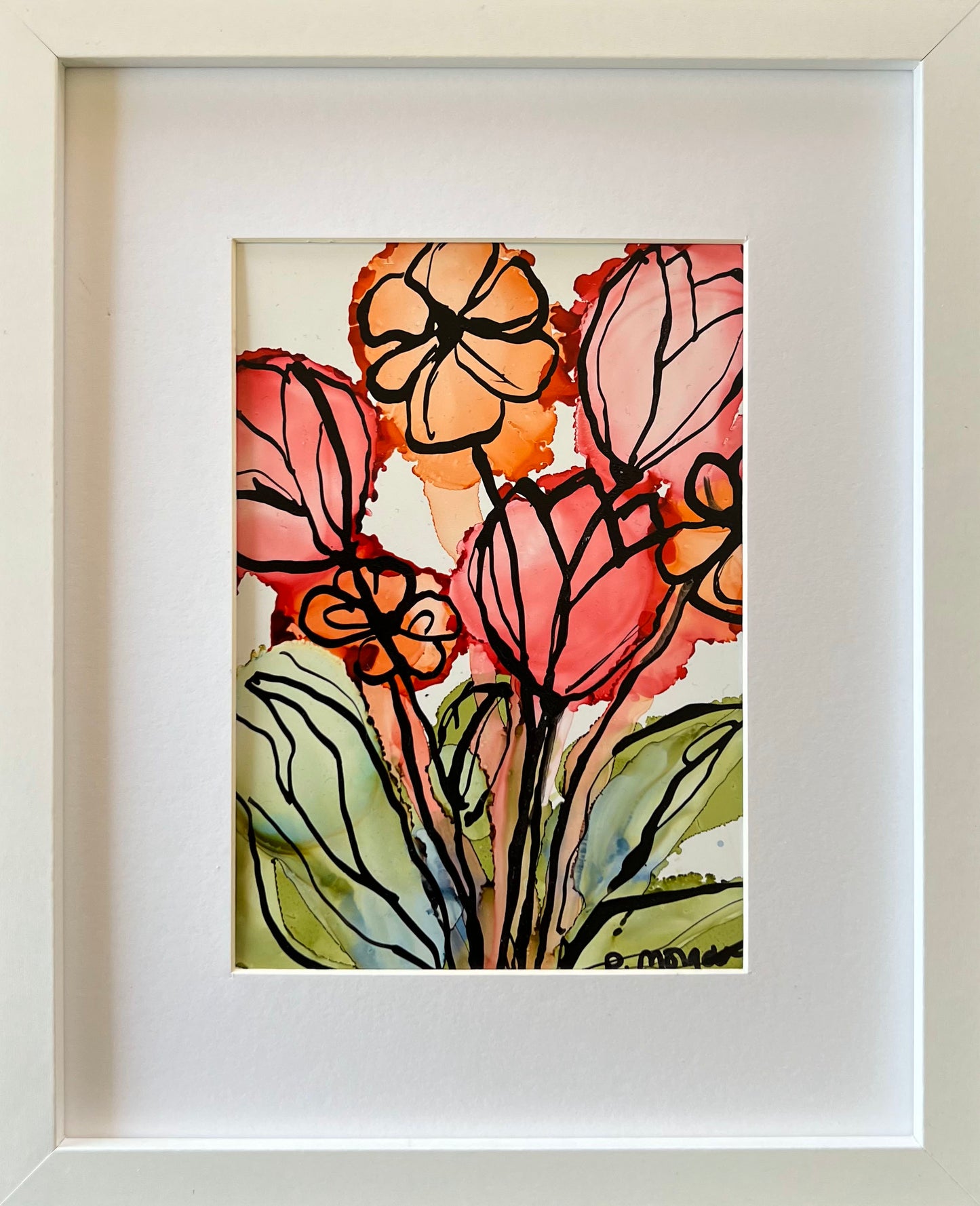 Tulip Time Original Alcohol Ink Floral Painting