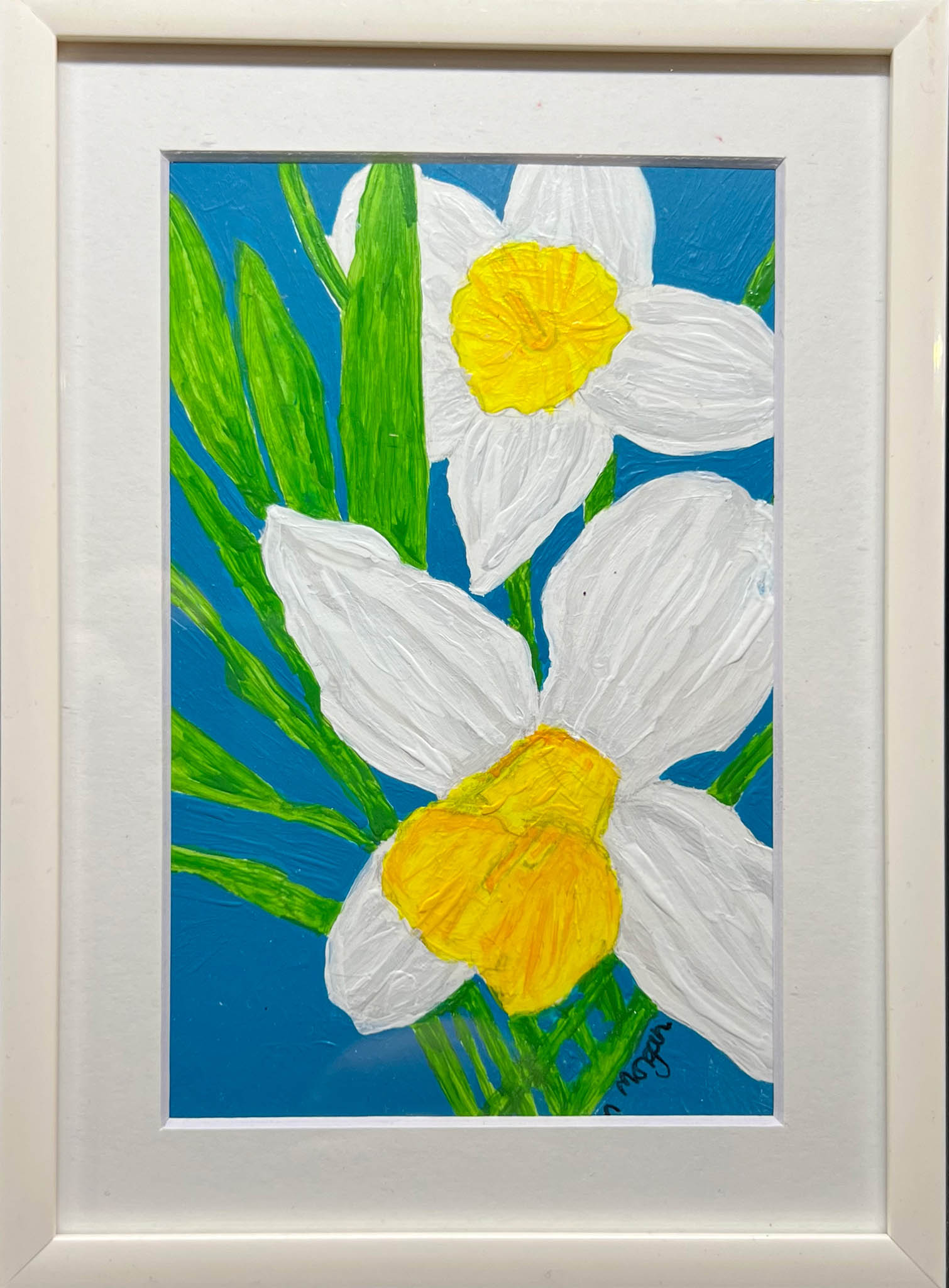 acrylic floral painting of daffodils